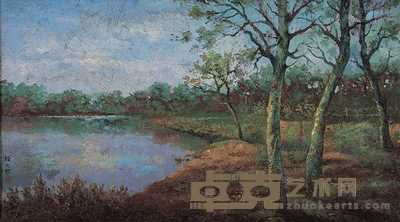 颜文樑 风景-绿色 34.5×61cm